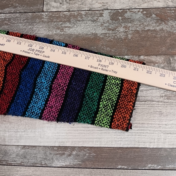Vel Mex Artsy Multicolored Festive Striped Y2K Custume Crop Boho Sweater Size L - Picture 7 of 8